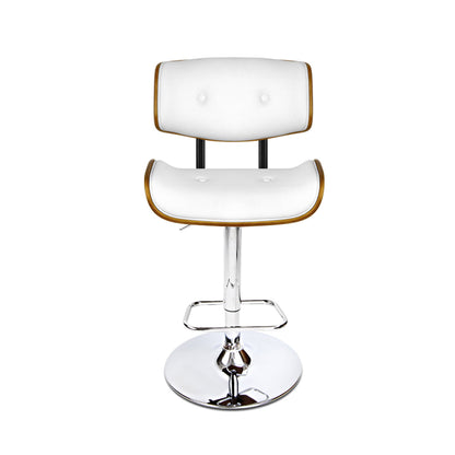 Artiss Set of 2 Wooden Gas Lift Bar Stool - White and Chrome - Notbrand