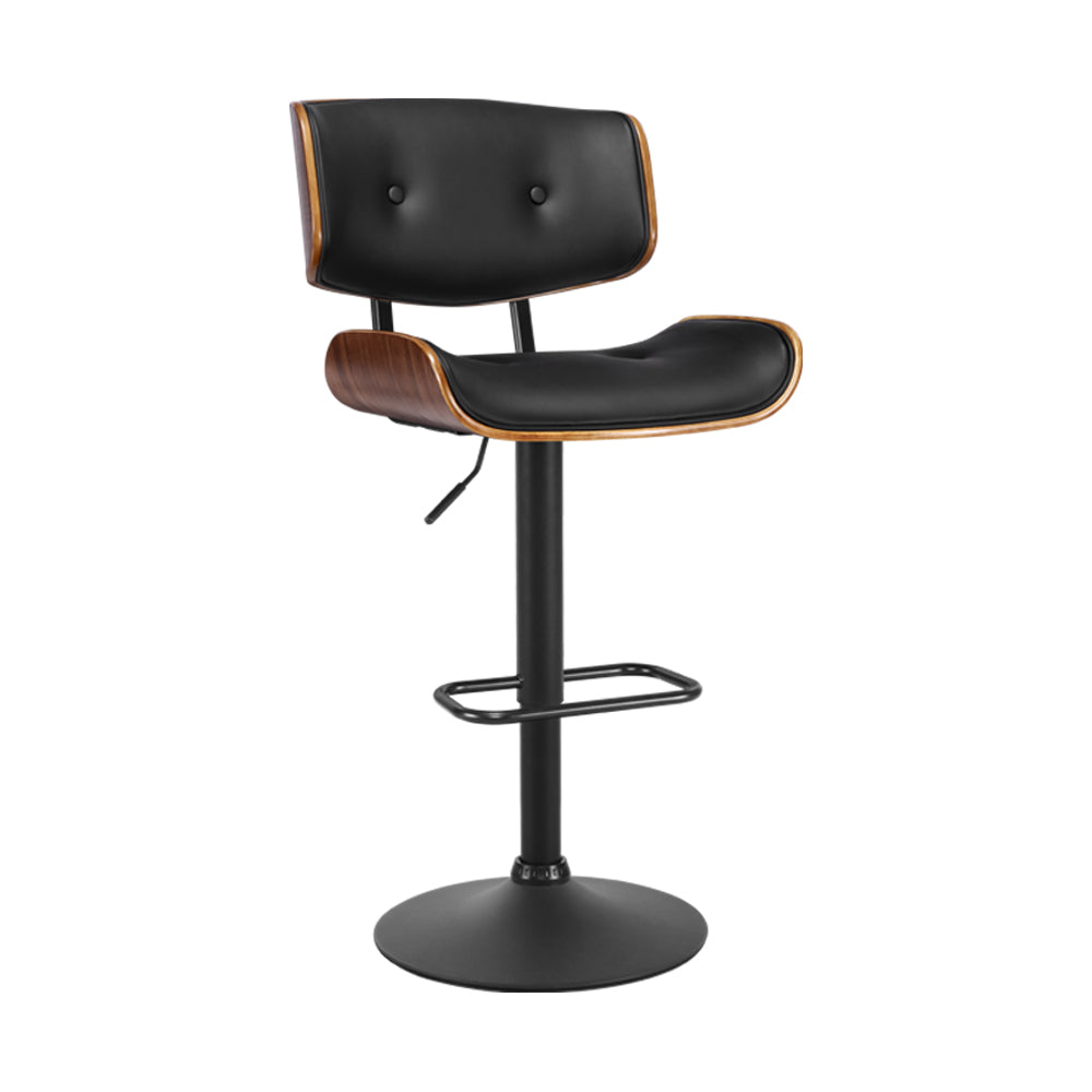 Artiss Bar Stool Gas Lift Wooden PU Leather - Black and Wood - Notbrand