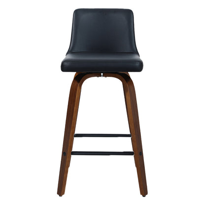 Artiss Wooden Pu Leather Bar Stool in Black and Brown - Set of 2