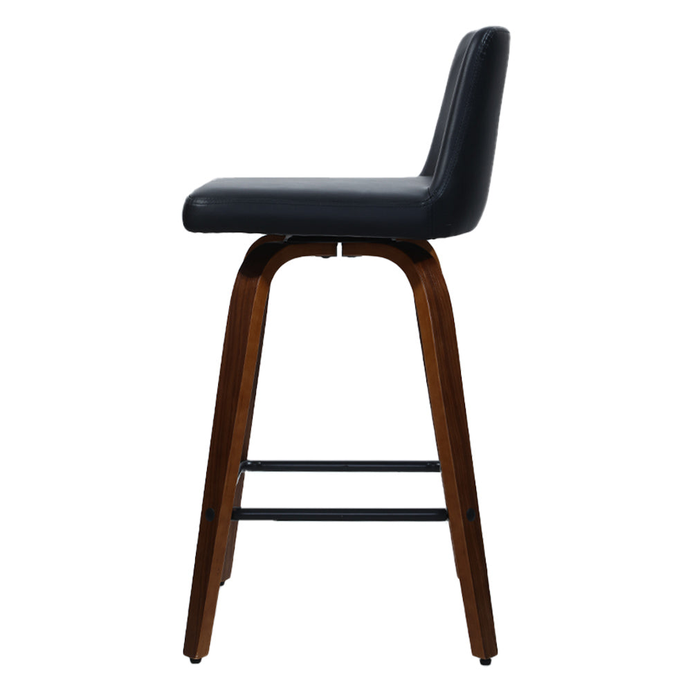 Artiss Wooden Pu Leather Bar Stool in Black and Brown - Set of 2