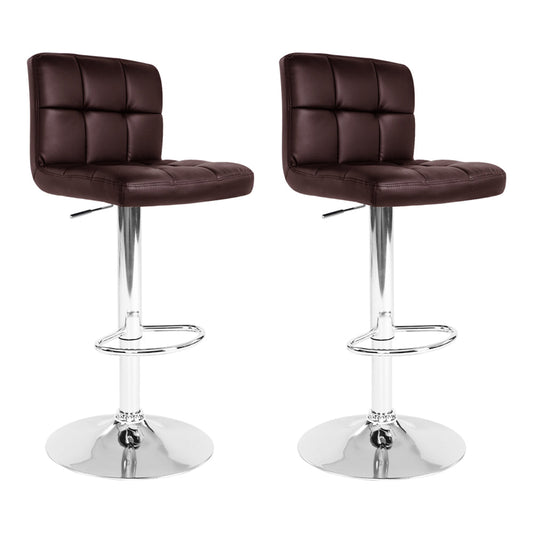 Artiss PU Leather Gas Lifted Bar Stools in Chocolate Brown - Set of 2 - Notbrand