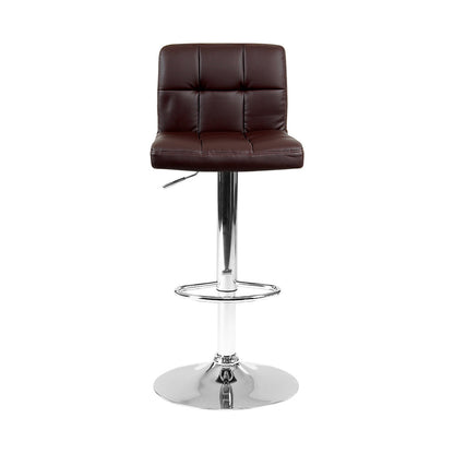 Artiss PU Leather Gas Lifted Bar Stools in Chocolate Brown - Set of 2 - Notbrand