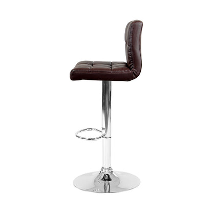 Artiss PU Leather Gas Lifted Bar Stools in Chocolate Brown - Set of 2 - Notbrand