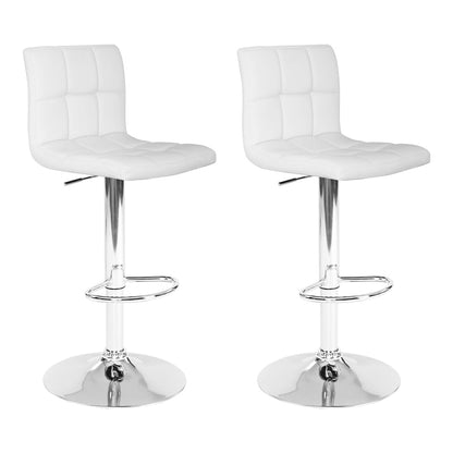 Artiss PU Leather Gas Lifted Bar Stools in White - Set of 2 - Notbrand