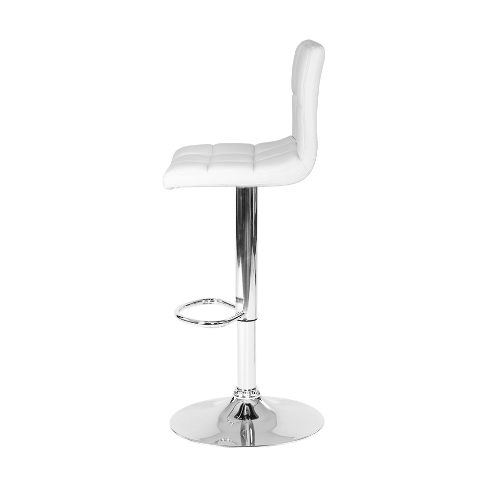 Artiss PU Leather Gas Lifted Bar Stools in White - Set of 2 - Notbrand