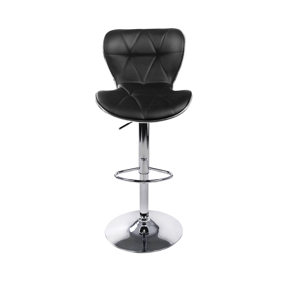 Artiss PU Leather Patterned Bar Stools in Black & Chrome - Set of 2 - Notbrand