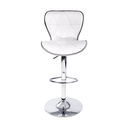 Artiss PU Leather Patterned Bar Stools in White & Chrome - Set of 2 - Notbrand