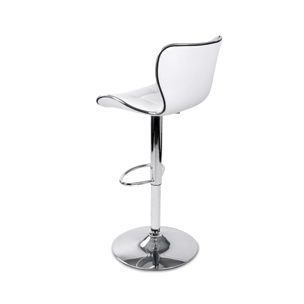 Artiss PU Leather Patterned Bar Stools in White & Chrome - Set of 2 - Notbrand