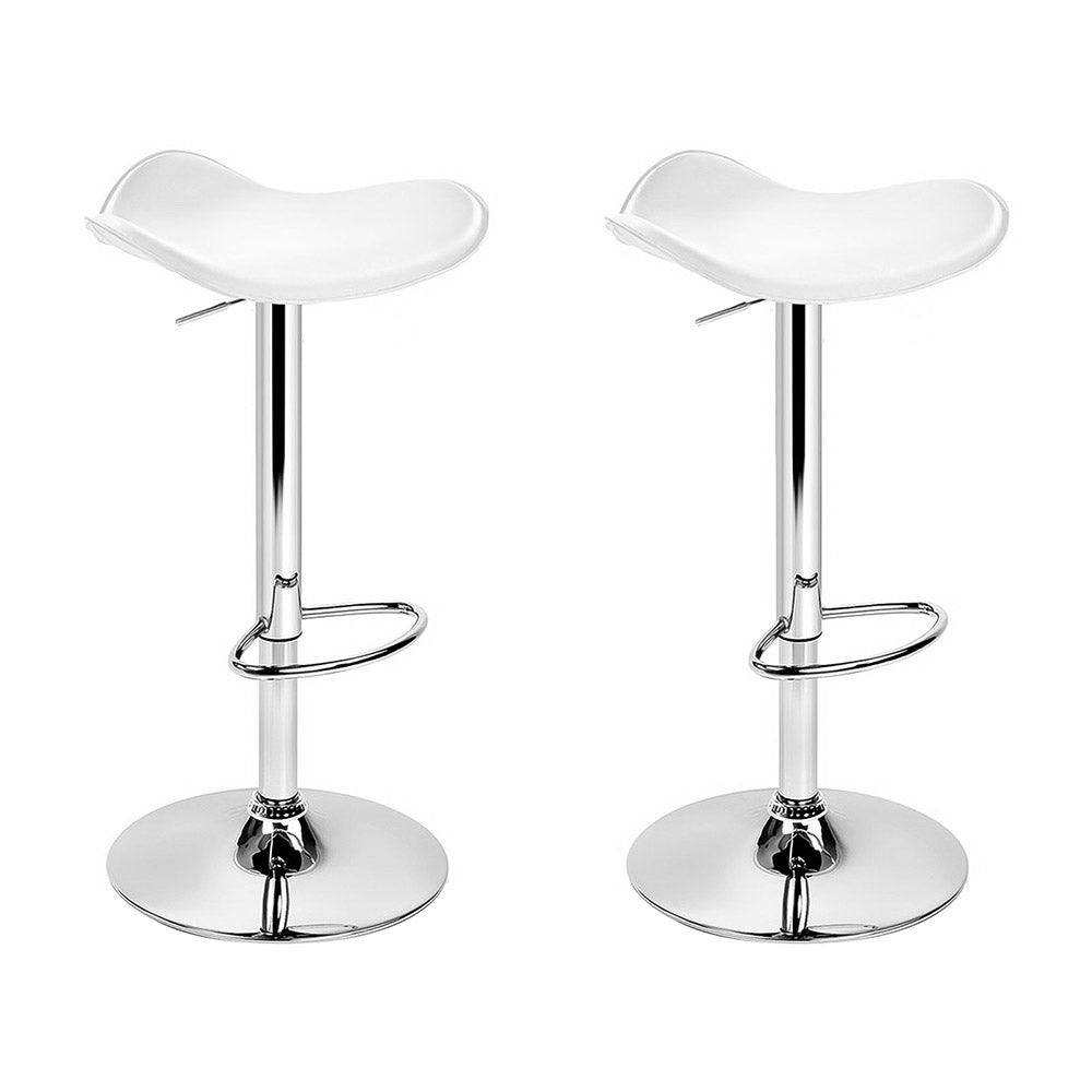 Artiss PU Leather Gas Lift Bar Stools in White & Chrome - Set of 2 - Notbrand