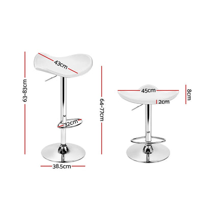 Artiss PU Leather Gas Lift Bar Stools in White & Chrome - Set of 2 - Notbrand