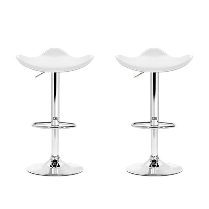 Artiss PU Leather Gas Lift Bar Stools in White & Chrome - Set of 2 - Notbrand