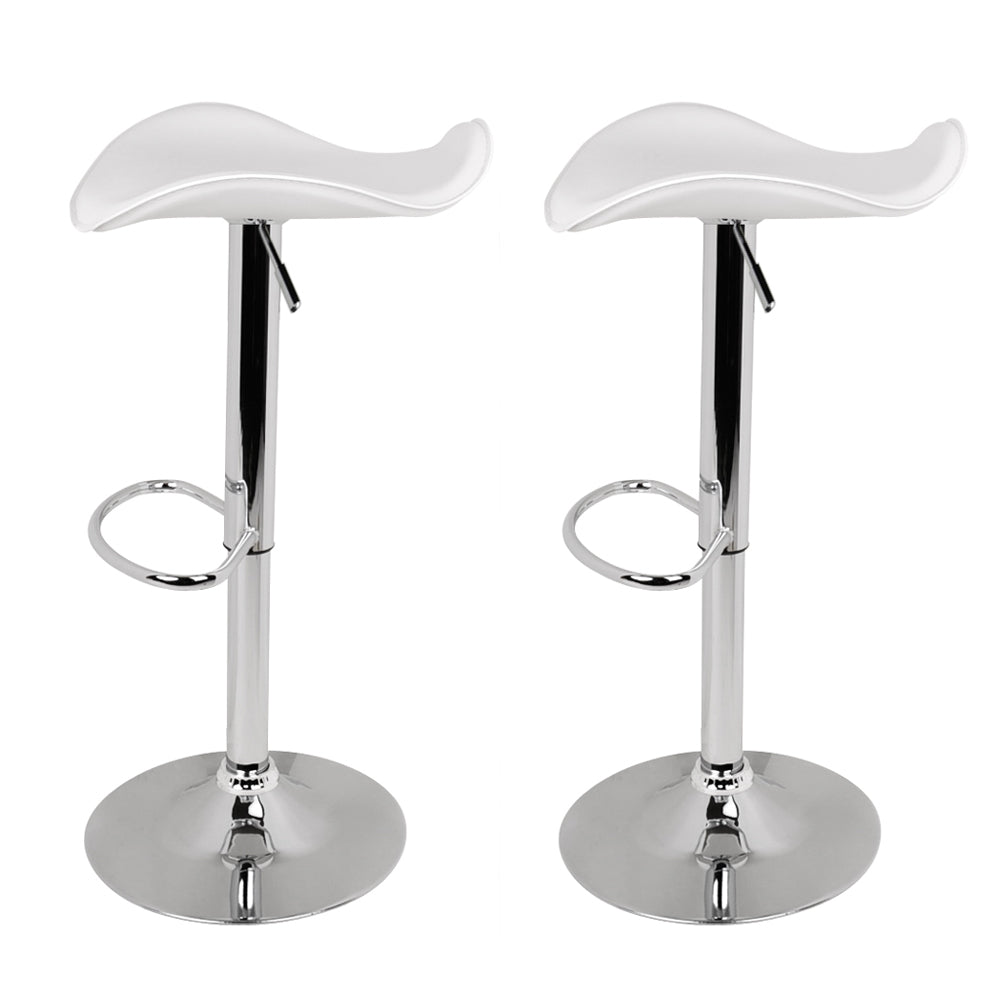 Artiss PU Leather Gas Lift Bar Stools in White & Chrome - Set of 2 - Notbrand