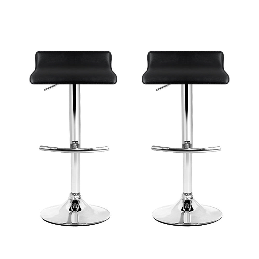 Artiss PU Leather Wave Style Bar Stools in Black - Set of 2 - Notbrand