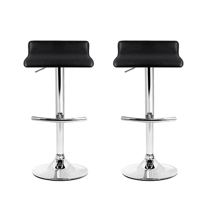 Artiss PU Leather Wave Style Bar Stools in Black - Set of 2 - Notbrand