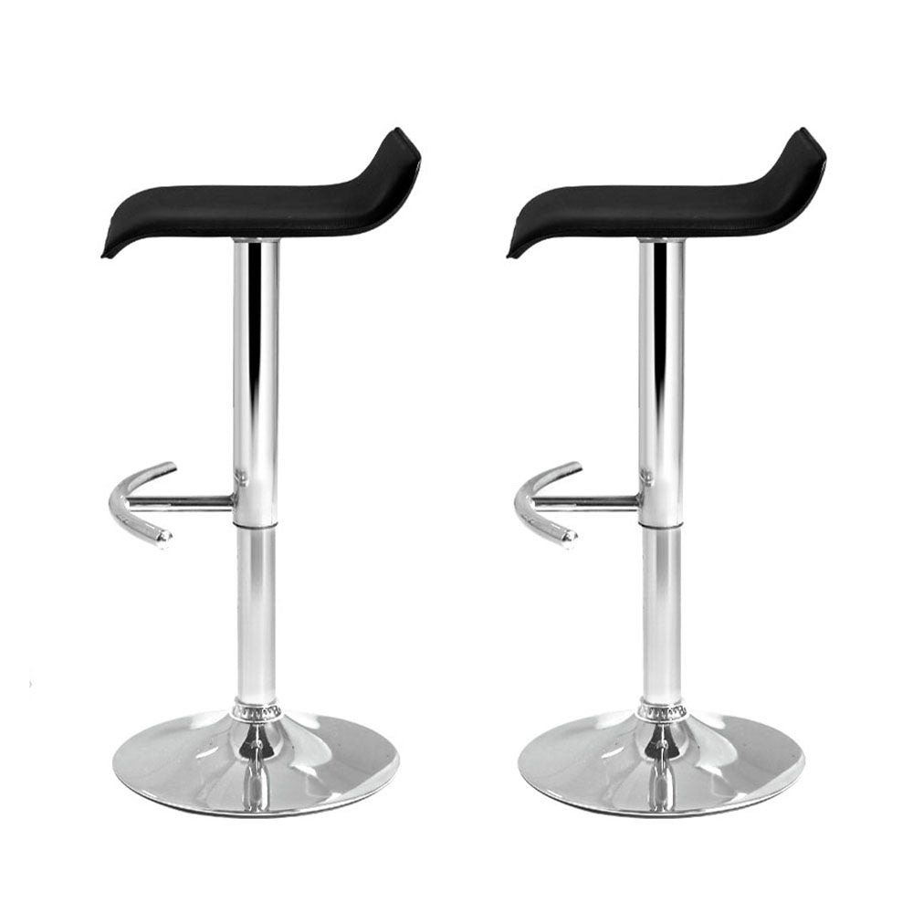 Artiss PU Leather Wave Style Bar Stools in Black - Set of 2 - Notbrand