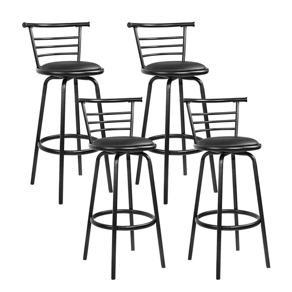 Artiss Set of 4 PU Leather Bar Stools - Black and Steel - Notbrand