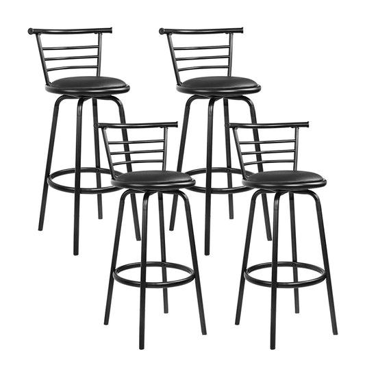 Artiss Set of 4 PU Leather Bar Stools - Black and Steel - Notbrand