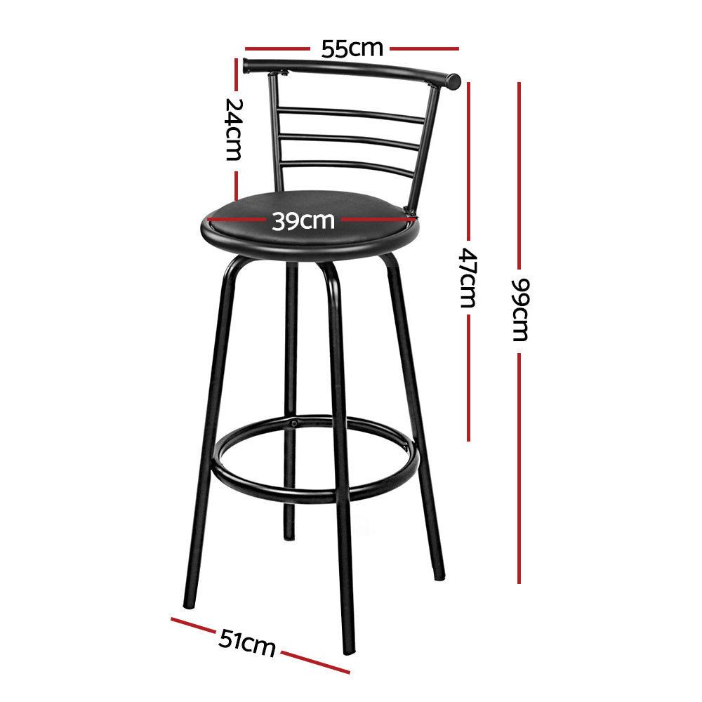 Artiss Set of 4 PU Leather Bar Stools - Black and Steel - Notbrand