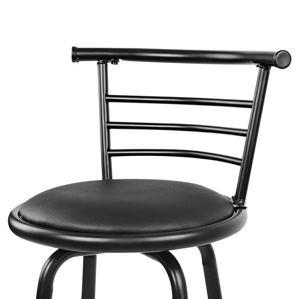 Artiss Set of 4 PU Leather Bar Stools - Black and Steel - Notbrand