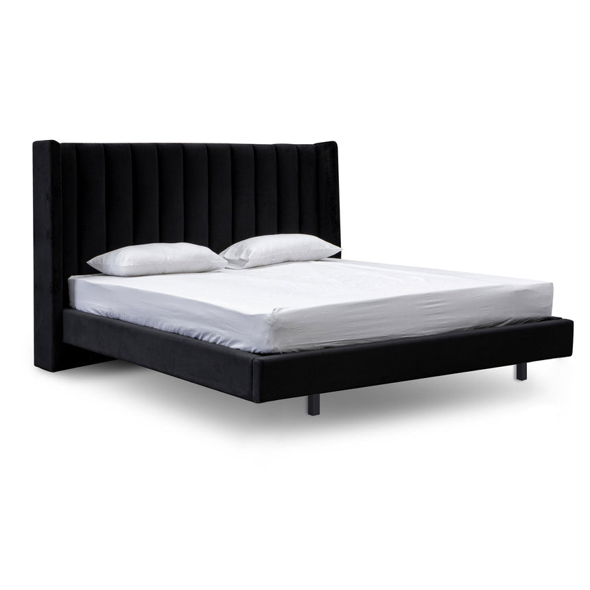 Sweek Bed Frame in Black Velvet - Queen  - House of Hyne