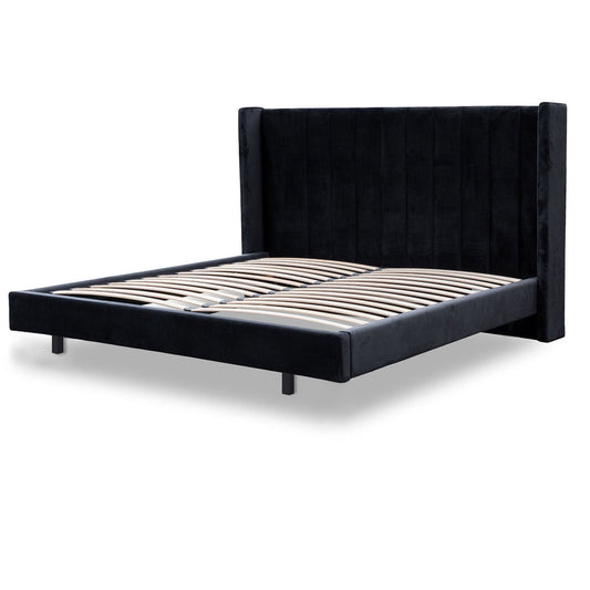 Sweek Bed Frame in Black Velvet - Queen  - House of Hyne