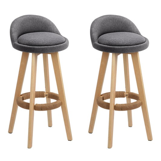 Artiss Fabric Backrest Bar Stools in Grey - Set of 2 - Notbrand