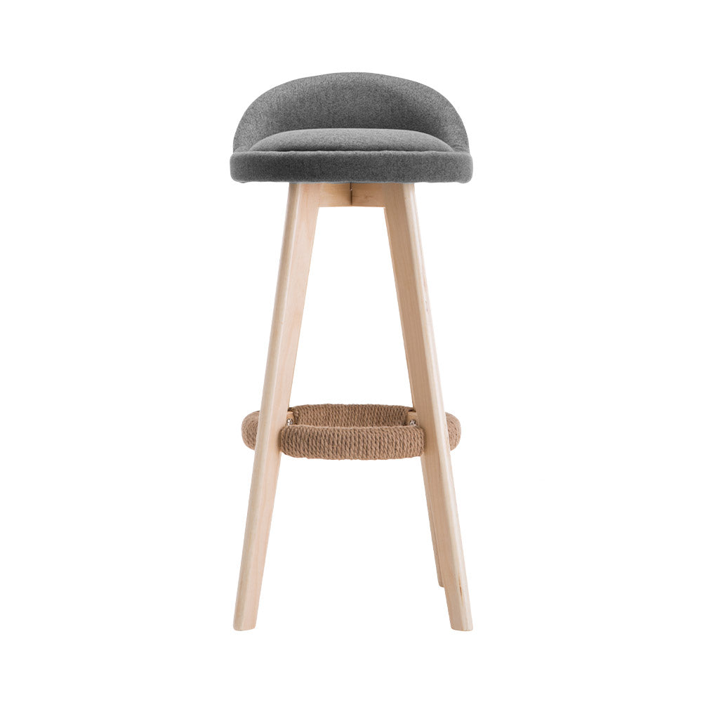 Artiss Fabric Backrest Bar Stools in Grey - Set of 2 - Notbrand