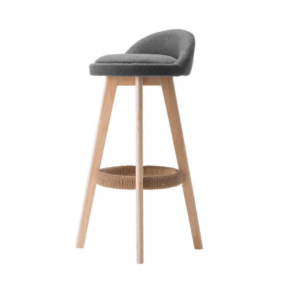 Artiss Fabric Backrest Bar Stools in Grey - Set of 2 - Notbrand