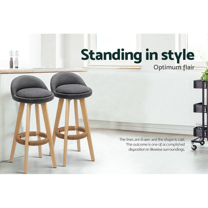 Artiss Fabric Backrest Bar Stools in Grey - Set of 2 - Notbrand