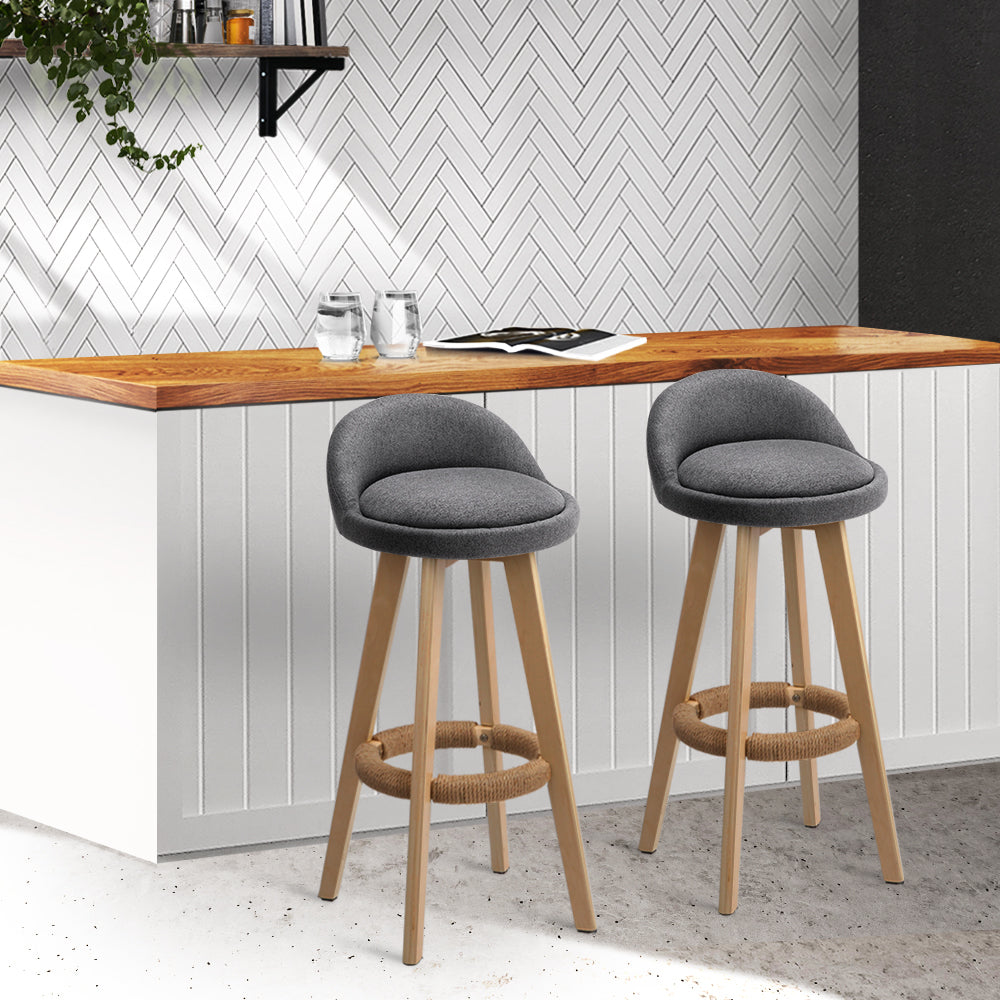 Artiss Fabric Backrest Bar Stools in Grey - Set of 2 - Notbrand