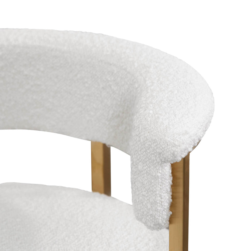 Rahela Boucle Bar Stool With Golden Base - Ivory White - Notbrand