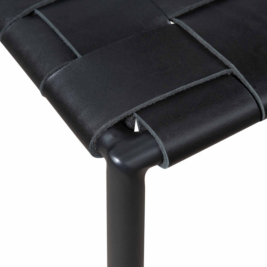 Elza Leather Bar stool With Steel Frame - Black - Notbrand