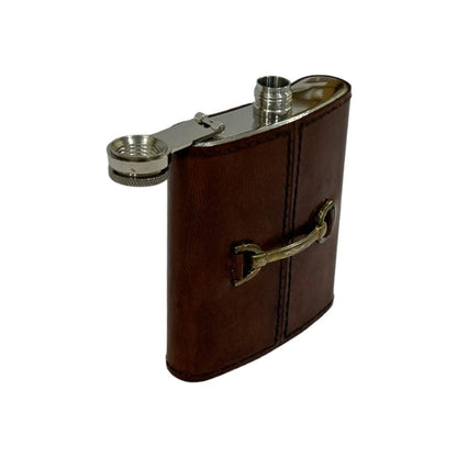 Belch 236ml Hip Flask with Metal Stud - Tan Leather - NotBrand