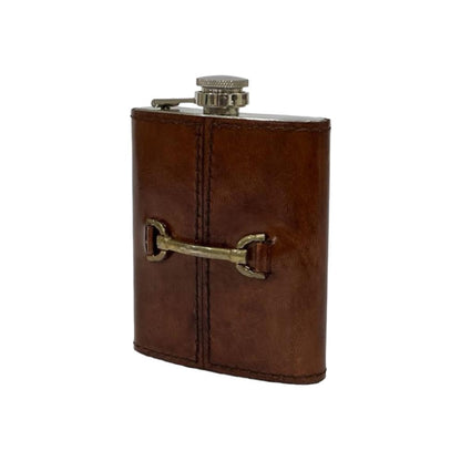 Belch 236ml Hip Flask with Metal Stud - Tan Leather - NotBrand