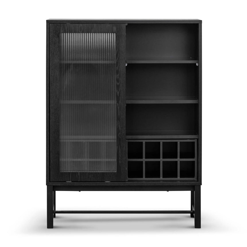 Black Bar Cabinet - Flute Glass Doors - Notbrand