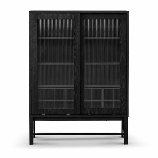 Black Bar Cabinet - Flute Glass Doors - Notbrand