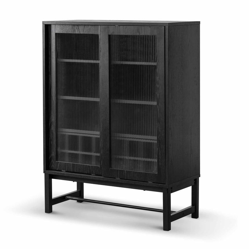 Black Bar Cabinet - Flute Glass Doors - Notbrand