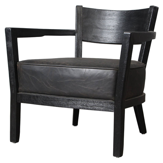 Knight Black Wooden Armchair with Leather Seat - House of Hyne