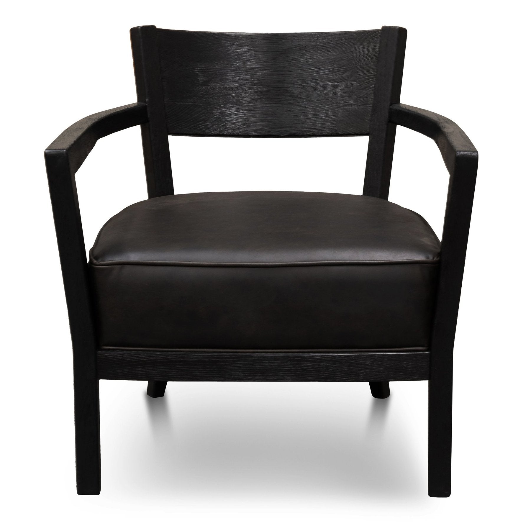 Knight Black Wooden Armchair with Leather Seat - House of Hyne