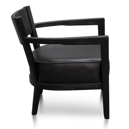 Knight Black Wooden Armchair with Leather Seat - House of Hyne