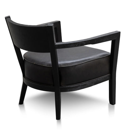 Knight Black Wooden Armchair with Leather Seat - House of Hyne