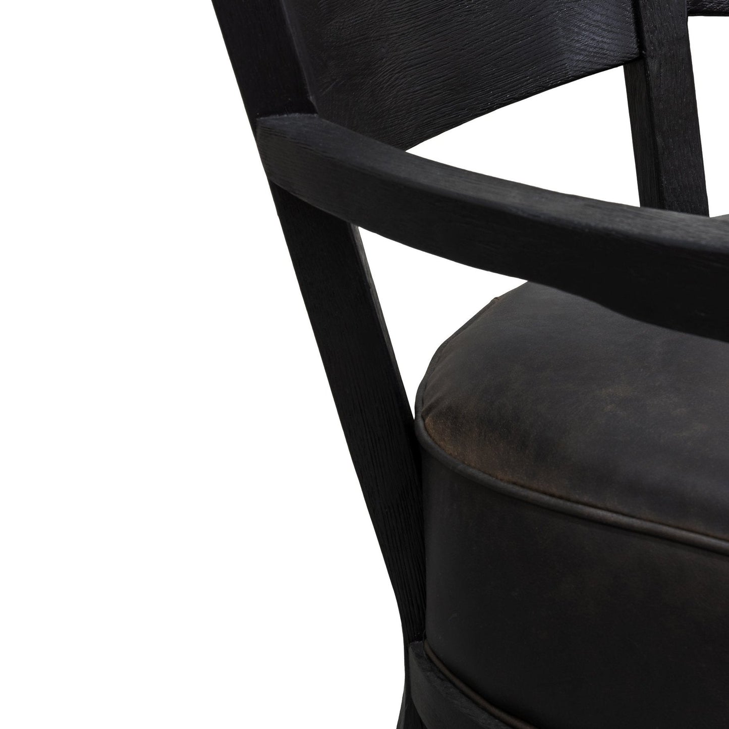 Knight Black Wooden Armchair with Leather Seat - House of Hyne