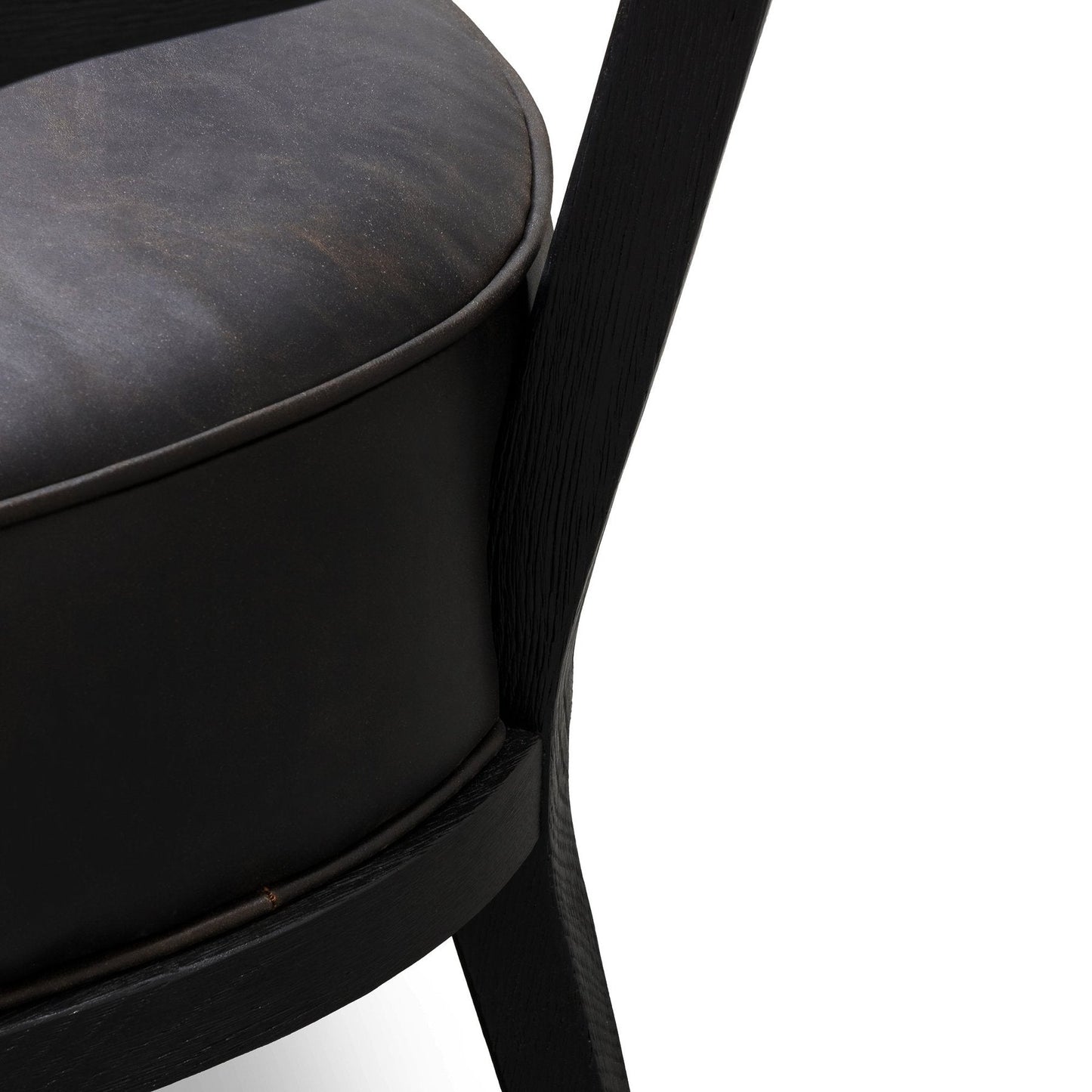 Knight Black Wooden Armchair with Leather Seat - House of Hyne