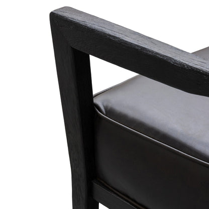 Knight Black Wooden Armchair with Leather Seat - House of Hyne