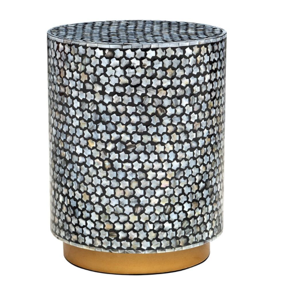 Blake Circular Shell Stool Side Table - NotBrand