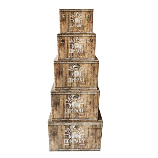 Set of 5 Brewing Barrel Trunks Storage Boxes - Notbrand
