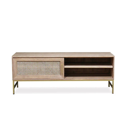 Mala Timber & Rattan TV Entertainment Unit with Sliding Door - House of Hyne