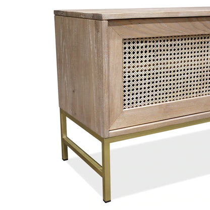 Mala Timber & Rattan TV Entertainment Unit with Sliding Door - House of Hyne