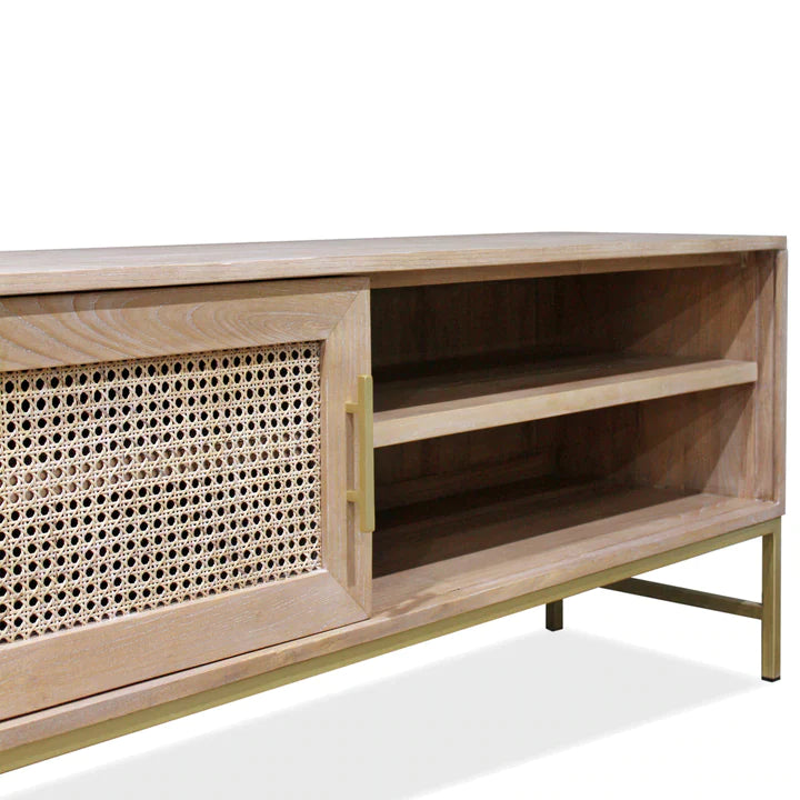 Mala Timber & Rattan TV Entertainment Unit with Sliding Door - House of Hyne