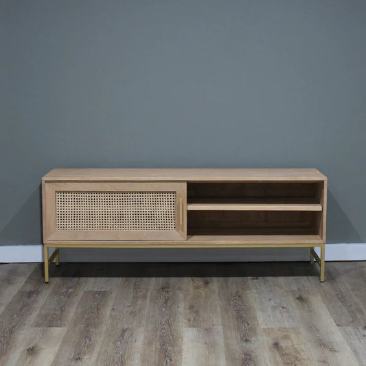 Mala Timber & Rattan TV Entertainment Unit with Sliding Door - House of Hyne